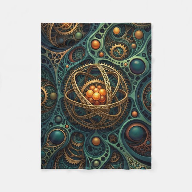 Steampunk Mekanisk Orb Komplex Växel Vortex Fläta Fleecefilt (Framsidan)