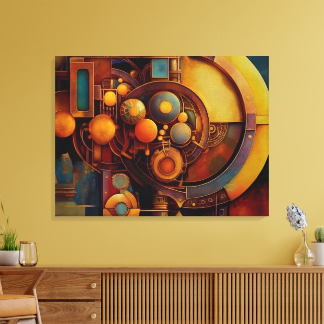 Steampunk Mekanisk Orb Komposition Canvastryck (Insitu (Vardagsrum))