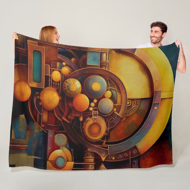 Steampunk Mekanisk Orb Komposition Fleecefilt (På plats)