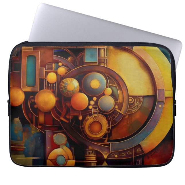 Steampunk Mekanisk Orb Komposition Laptop Fodral (Framsidan)