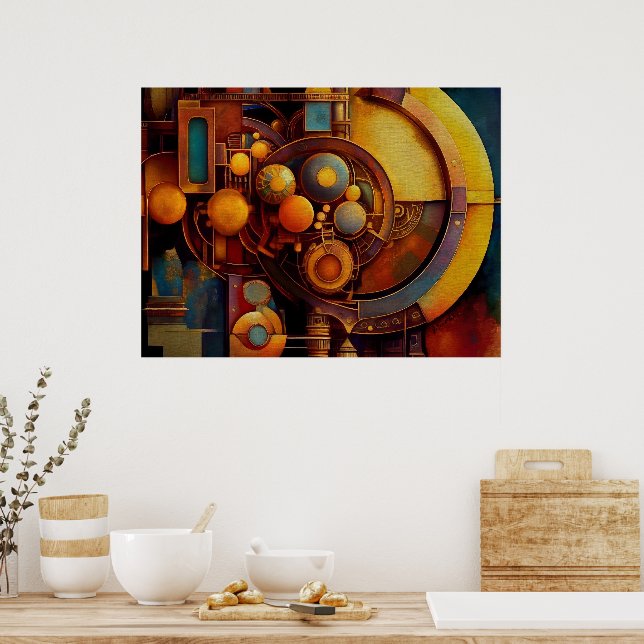 Steampunk Mekanisk Orb Komposition Poster (Kök)