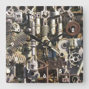 Steampunk mekaniska maskiner maskiner fyrkantig klocka