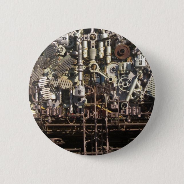Steampunk mekaniska maskiner maskiner knapp (Framsida)