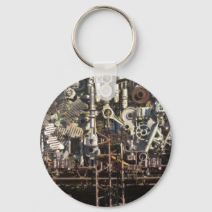 Steampunk mekaniska maskiner maskiner nyckelring
