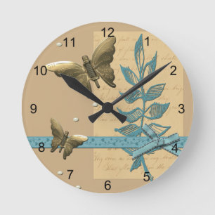 Steampunk Metall Butterfly Rund Klocka