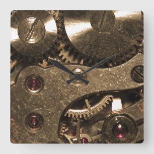 Steampunk Metall Clock Gears Fyrkantig Klocka
