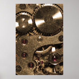 Steampunk Metall Clock Gears Poster