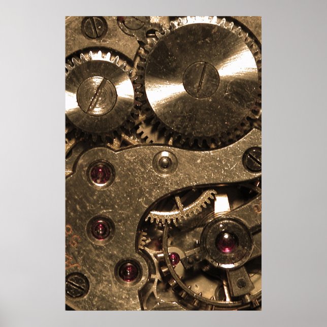 Steampunk Metall Clock Gears Poster (Framsidan)