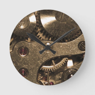 Steampunk Metall Clock Gears Rund Klocka