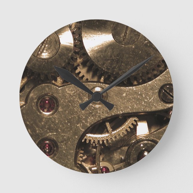 Steampunk Metall Clock Gears Rund Klocka (Framsida)