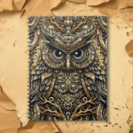 Steampunk Metall Gears och Uggla Anteckningsbok