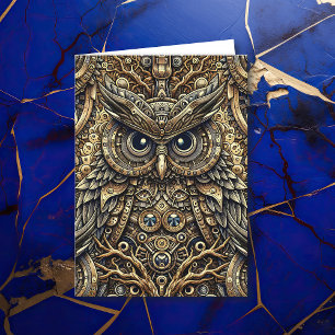 Steampunk Metall Gears och Uggla Birthday Kort