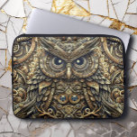 Steampunk Metall Gears och Uggla Laptop Fodral<br><div class="desc">Steampunk metall uggla. Decoupage metall gears ai art. Steampunk laptop sleeve.</div>