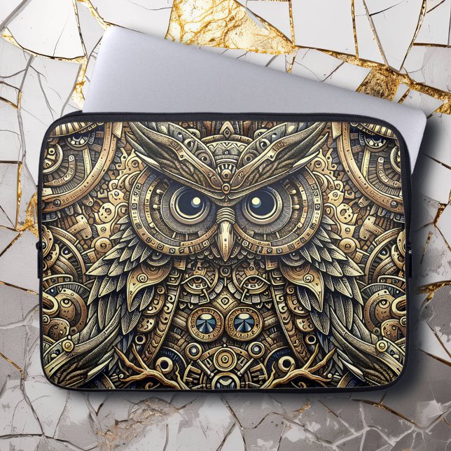 Steampunk Metall Gears och Uggla Laptop Fodral (Skapare uppladdad)