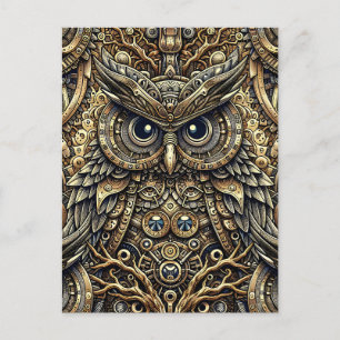 Steampunk Metall Gears och Uggla Vykort
