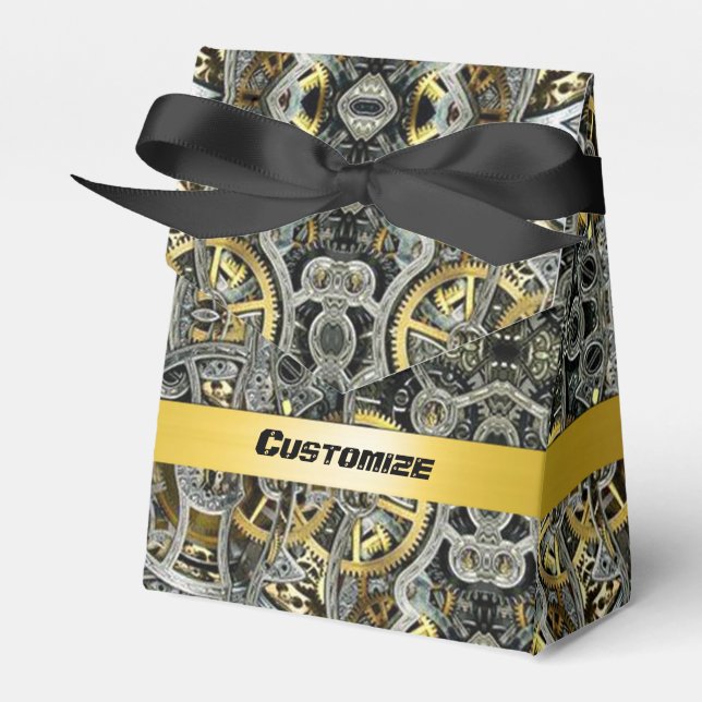 Steampunk Metall Gears Tält Favoritbox Presentaskar (Framsidan Sidan)
