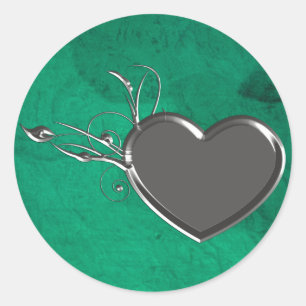 Steampunk Metall Heart Runt Klistermärke
