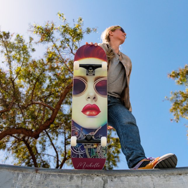 Steampunk Mode Diva Flicka Mini Skateboard Bräda 18,5 Cm (Utomhus 1)
