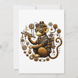 Steampunk Monkey med Ray Gun Inbjudningar