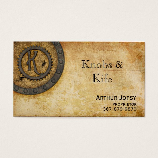 Steampunk Monogram Antique K Visitkort (Framsidan)