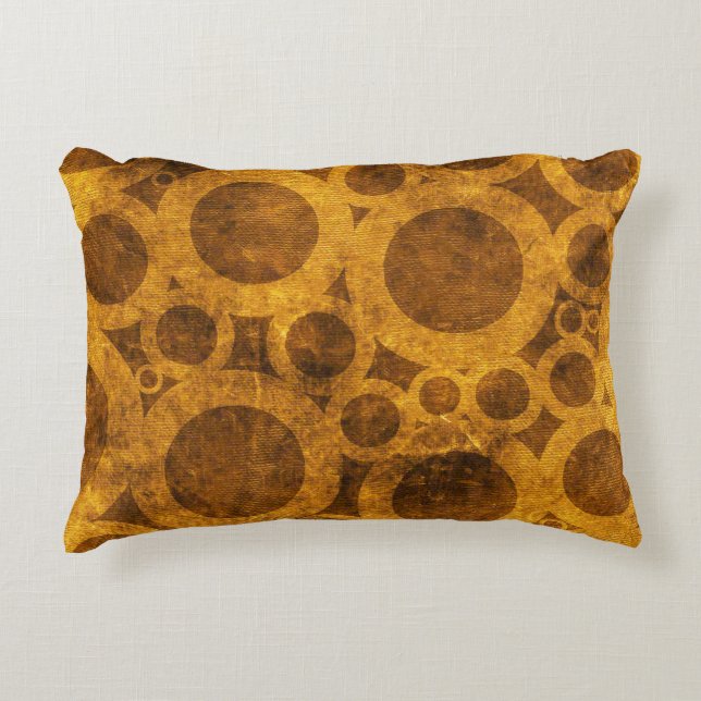 Steampunk Mönster Grunge Brown Guld Accent Pillow Prydnadskudde (Framsidan)