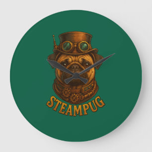 Steampunk Mops Väggur - vintage "Steampug"