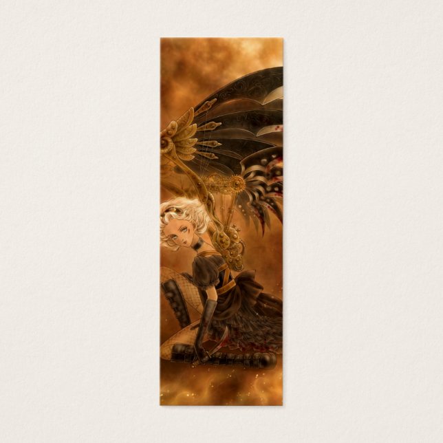 Steampunk Mörk Angel Bookmark Litet Visitkort (Framsidan)