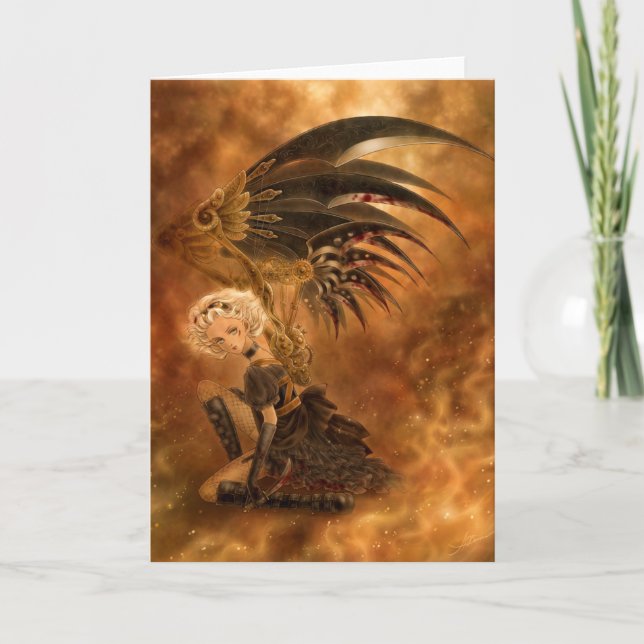 Steampunk Mörk Angel Greeting Card Kort (Framsida)