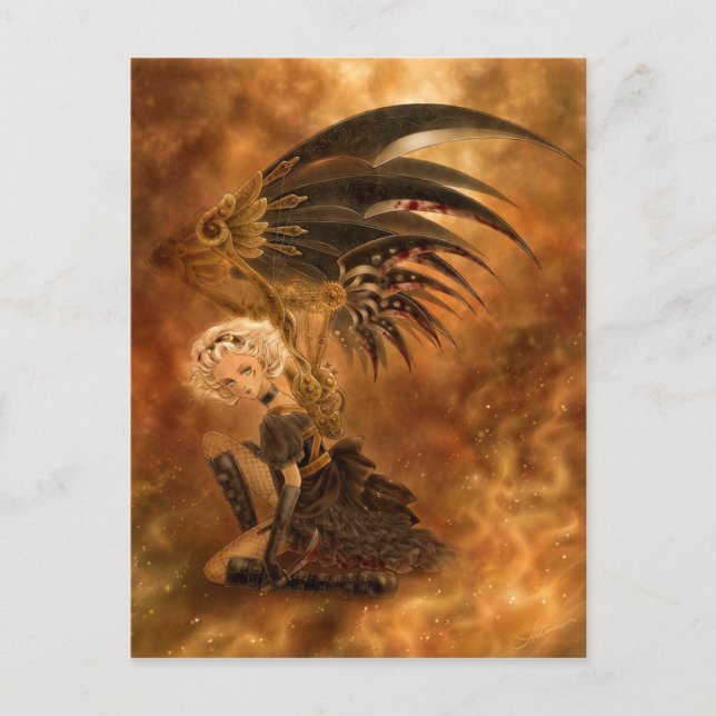 Steampunk Mörk Angel Postcard Vykort (Framsida)