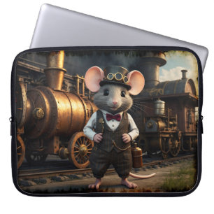 Steampunk Mouse och Tåg Laptop Fodral