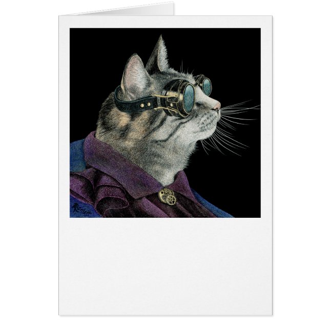 ’Steampunk Mouser’ - Tabby katt OBS Kort (Framsidan)