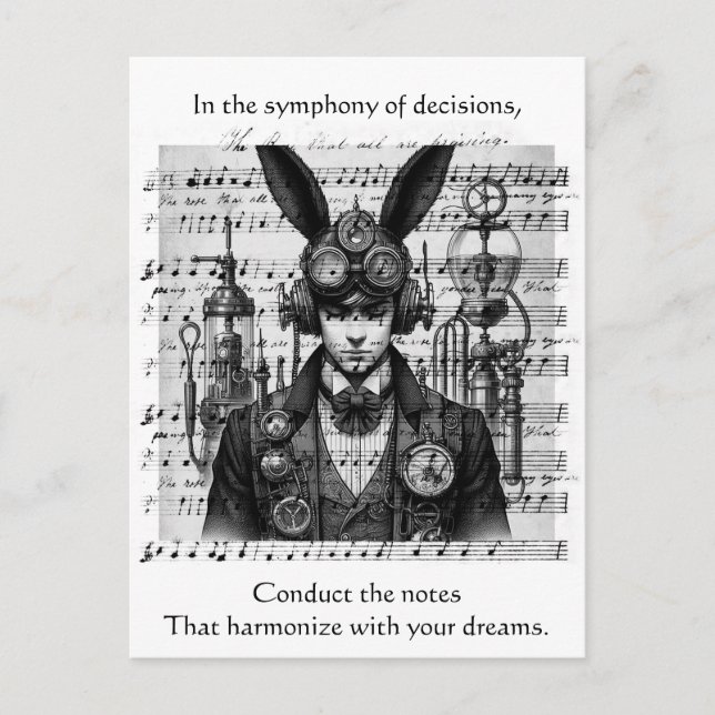 Steampunk Music Man Vykort (Framsida)