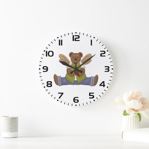 Steampunk Nalle med Fairy Vingar Stor Klocka