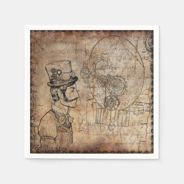 Steampunk Napkin-design Pappersservett (Framsidan)