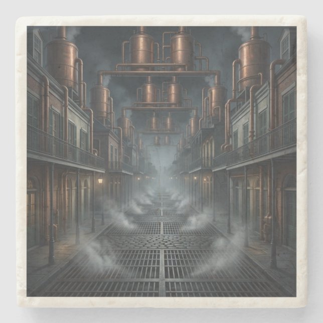 Steampunk New Orleans Industriella Franska kvarter Stenunderlägg (Framsidan)