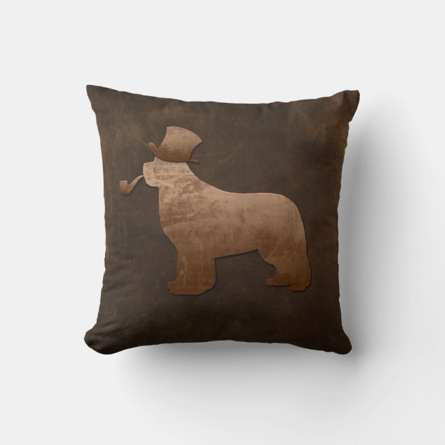 Steampunk Newfoundland Hund Kastydd Kudde (Framsida)