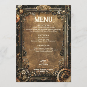 Steampunk Noir Affair Bröllop Menu Meny