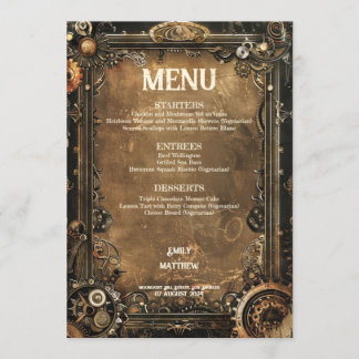 Steampunk Noir Affair Bröllop Menu Meny