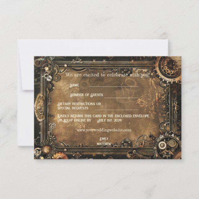 Steampunk Noir Affair Bröllop OSA Card Tack Kort (Framsida)