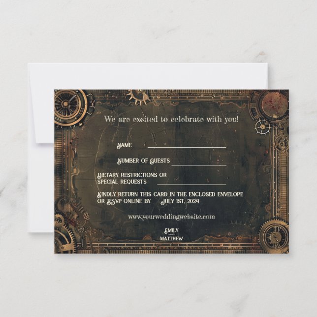 Steampunk Noir Affair Bröllop OSA Card Tack Kort (Framsida)