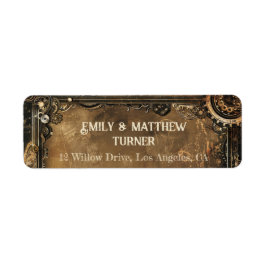 Steampunk Noir Affair Bröllop Returadress Etikett