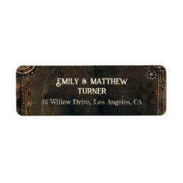 Steampunk Noir Affair Bröllop Returadress Etikett