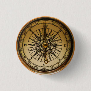 Steampunk Nostalgic Old Brass Compass Knapp