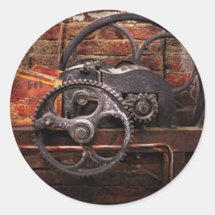 Steampunk - nr 10 runt klistermärke