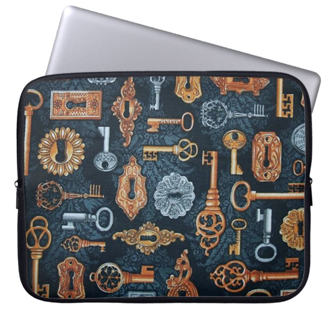 Steampunk Nycklar och Nyckel Hål Mönster Laptop sl Laptop Sleeve (Framsidan)
