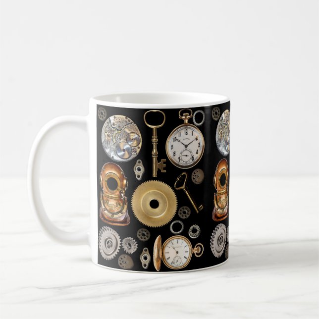 Steampunk-objekt Växlar fickfickur Skeleton Nyckel Kaffemugg (Vänster)