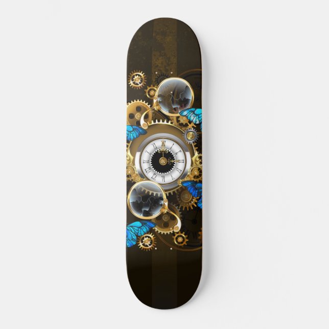 Steampunk och blå fjärilar mini skateboard bräda 18,5 cm (Framsida)
