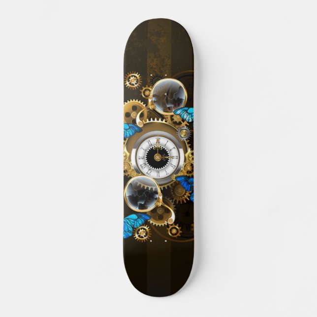 Steampunk och blå fjärilar mini skateboard bräda 18,5 cm (Framsida)