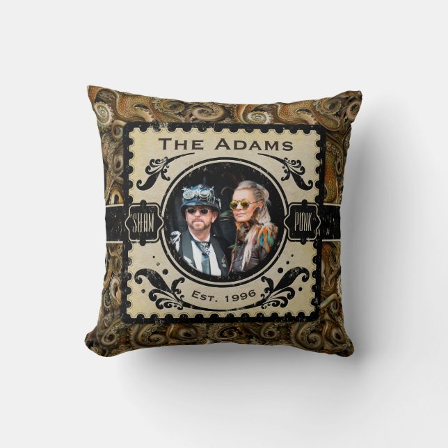 Steampunk Octopus Brown Victorian-årsdag Kudde (Framsida)