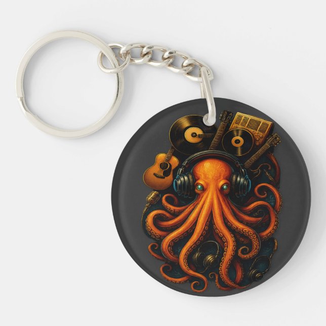 "Steampunk Octopus Keychain - Vintage Nautical Kra (Framsidan)